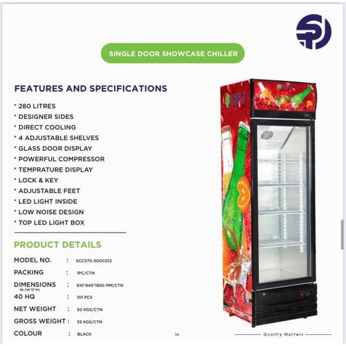 SPJ 300L Beverage Cooler Chiller Showcase Freezer- White (3YRS WRNTY)
