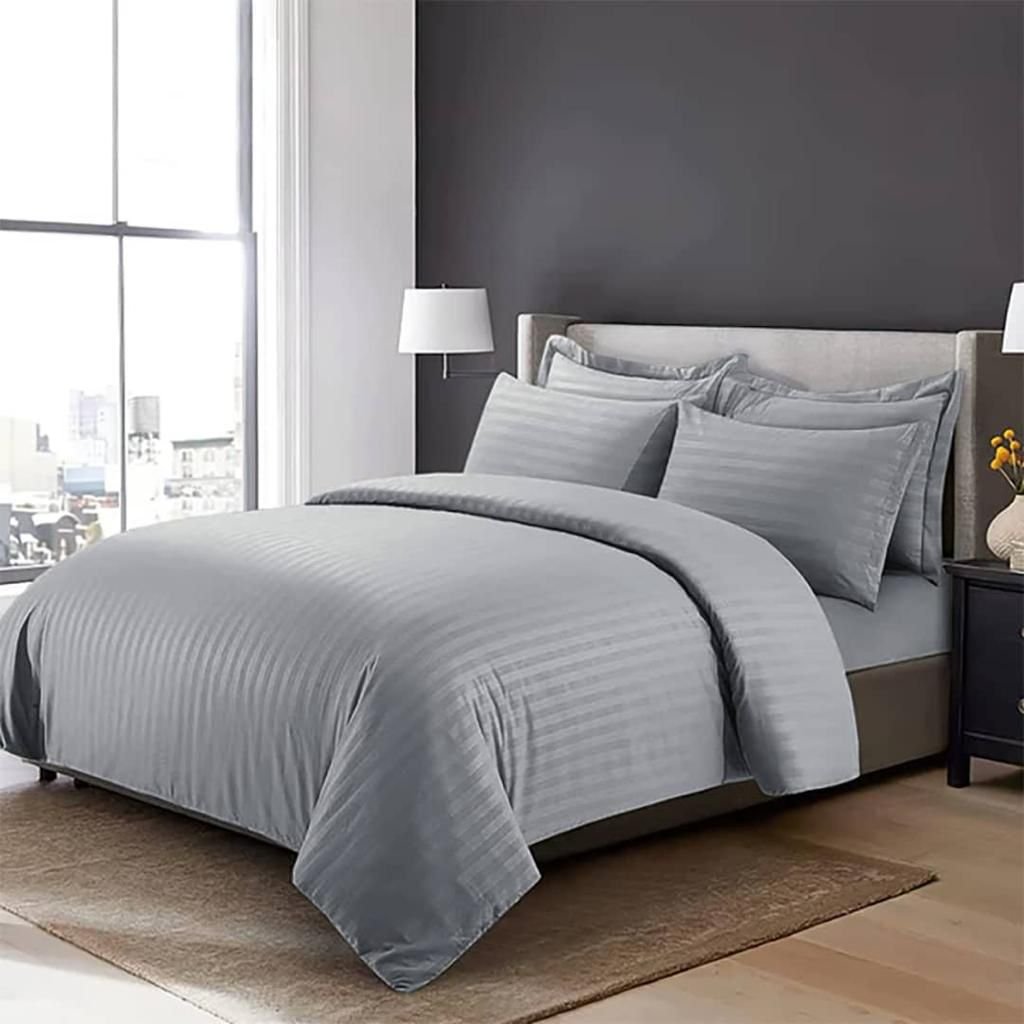 4pcs 5x6 Egyptian Duvet Set With Bedsheet And 2 Pillowcases - Grey