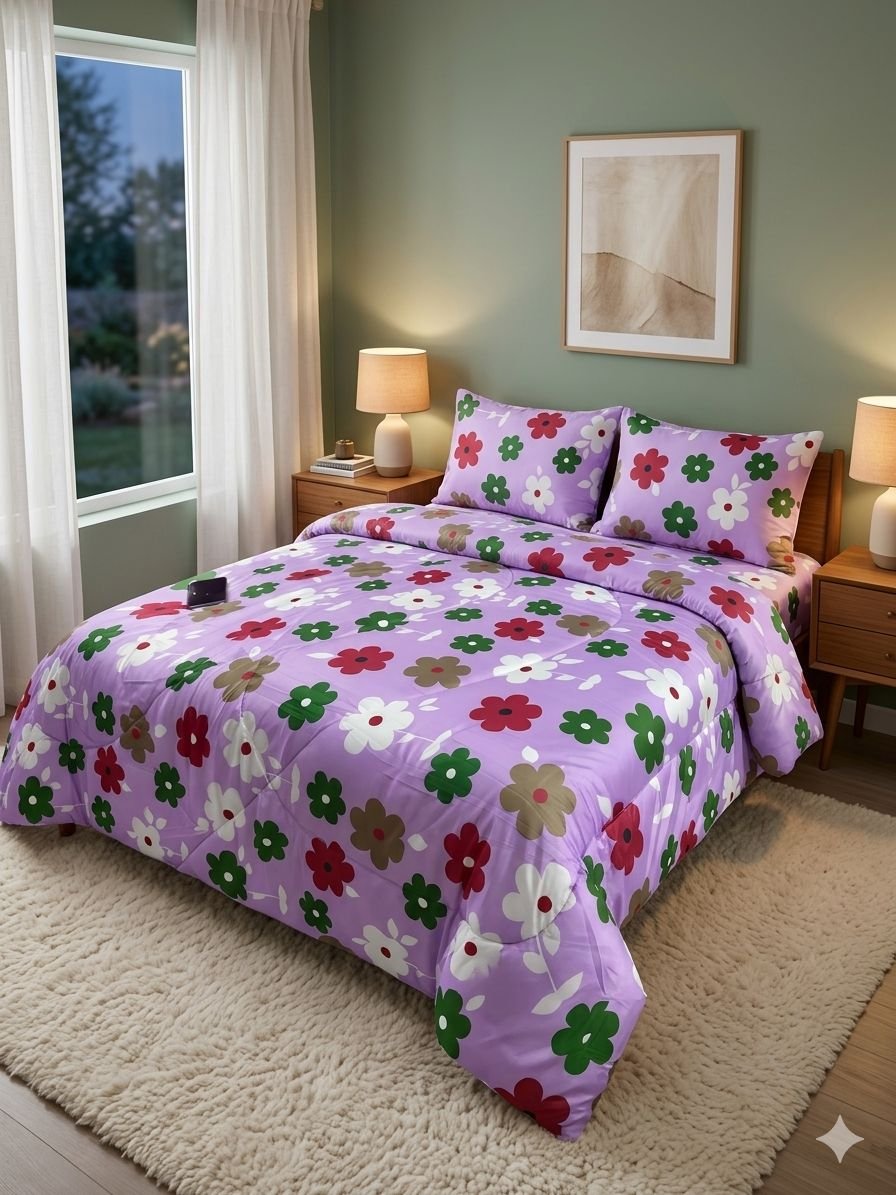 Grace Foam 5*6  Light Duvet Set, 1 Duvet 1 Bedsheet & 2 Pillows Cases - Prints Delivered Varies