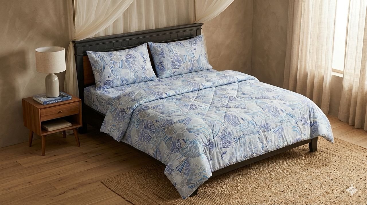 Grace Foam 5*6  Light Duvet Set, 1 Duvet 1 Bedsheet & 2 Pillows Cases - Color Prints Delivered Varies