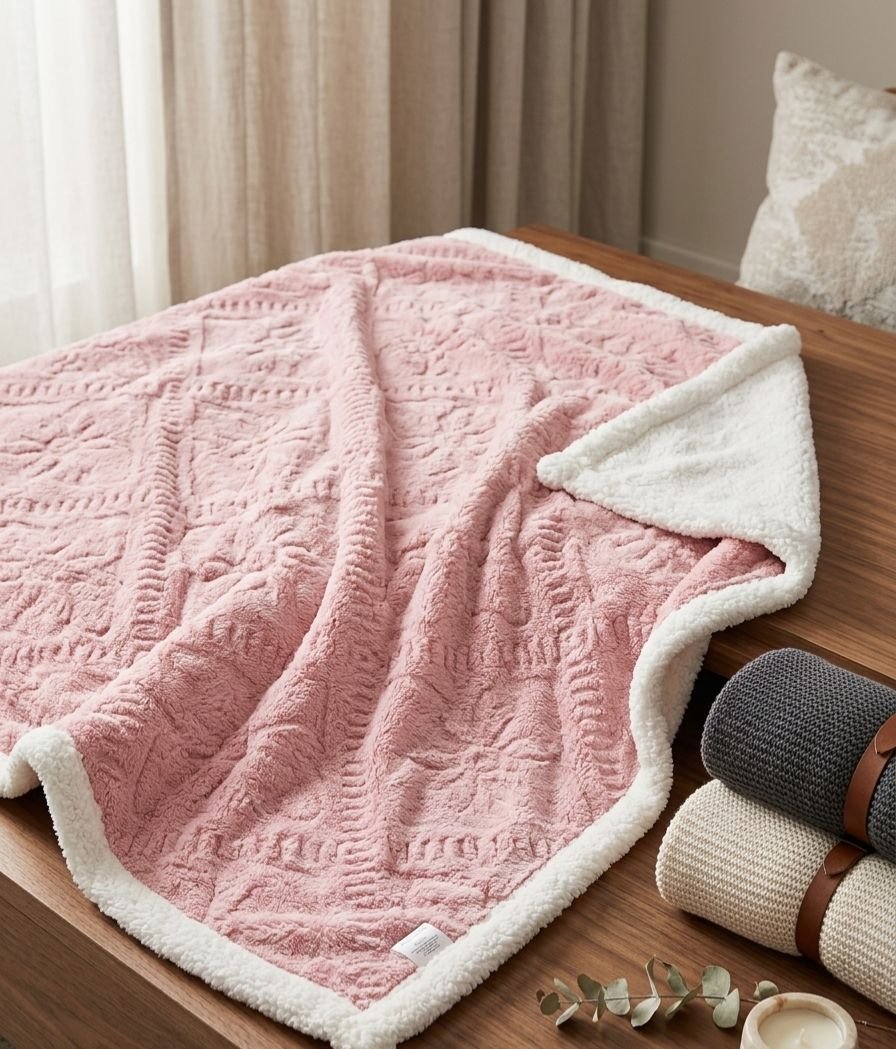 5x6 Fleece Blanket / Throw Blanket(White inside) - Multicolor