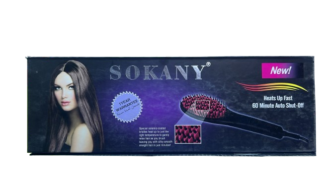 Sokany Ceramic Electric Straightener Brush - black