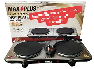 Max Plus Double Burner Electric Hotplate 2000W Stainless Steel