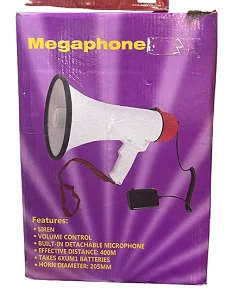 Professional Handheld Megaphone Bullhorn with Siren & Detachable Mic – 400M Range
