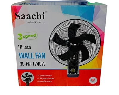 Saachi 16 Inch Wall Fan With Powerful Wind Blades NL-FN-1740W -Black