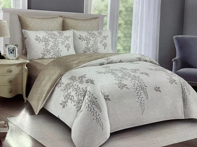 6×6 10-Pieces Duvet Set with Curtains, Bedsheets, Cushions, Pillowcases, Neck Roll &amp; Slippers