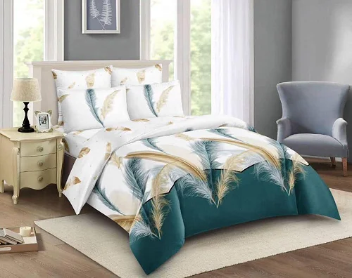 6×6 10-Piece Duvet Set with Curtains, Bedsheets, Cushions, Pillowcases, Neck Roll &amp; Slippers  - Multicolor