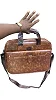 Business Classic Brown Leather Laptop Shoulder Bag with Front Pocket