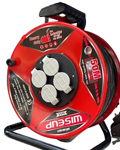Wiseup 50m Industrial Extension Cable Reel 2.5mm 13A Heavy Duty Power Cable