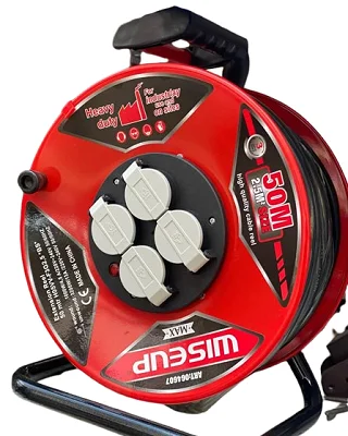Wiseup 50m Industrial Extension Cable Reel 2.5mm 13A Heavy Duty Power Cable
