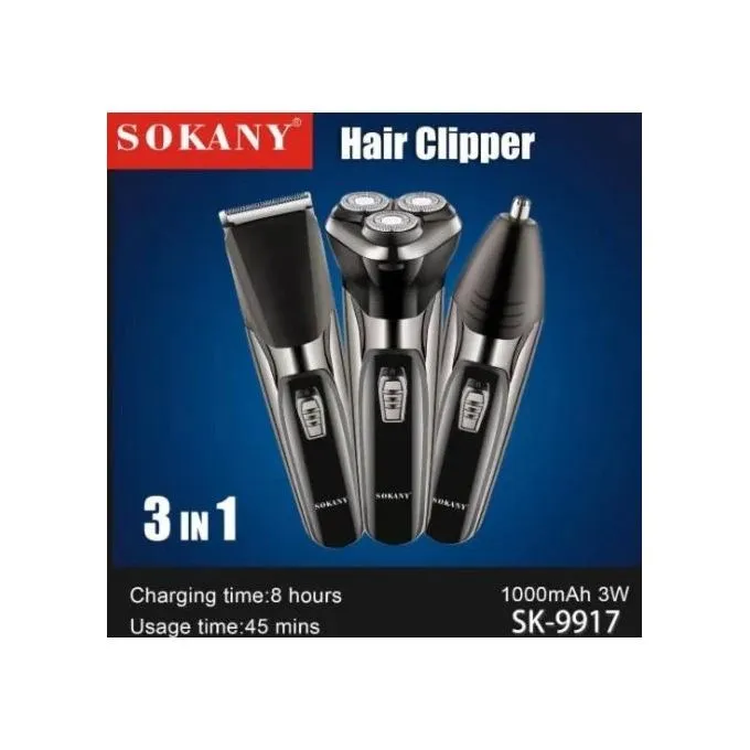 Sokany 3 In 1 Electric Hair Beard Nose Trimmer And Shaver