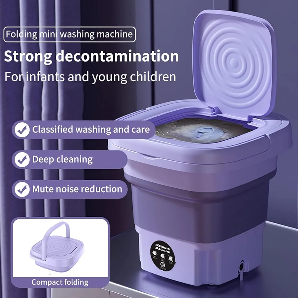 Portable Foldable Mini Washing Machine – Purple