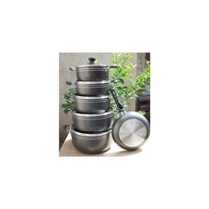 11Pcs Non-Stick Cooking Pot With Pan – Black