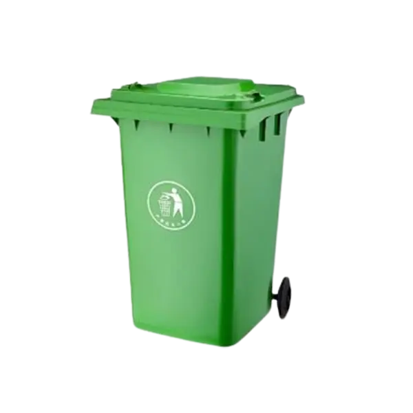 Outdoor 100L Plastic Waste Bin with 2 Wheels - Green