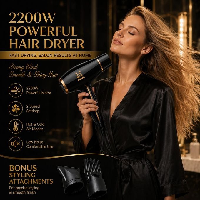 Panda 2200W Professional Hair Dryer – Black