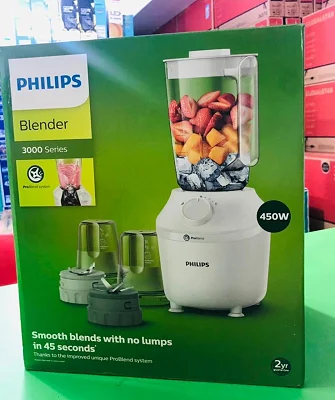 Philips 3000 Series HR2191/20 Blender - 450W, 2L Jar, Chopper &amp; ProBlend, White