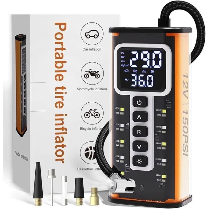 Portable Cordless Car Tyre Inflator with Digital Pressure Gauge
