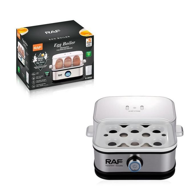 RAF Electric Egg Boiler – 6 Eggs, Steam Boiler with Measuring Cup
