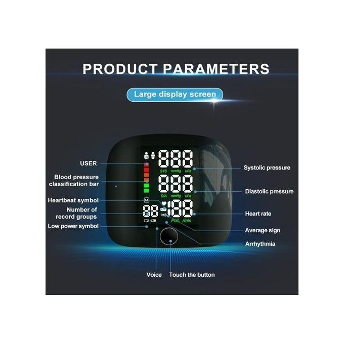 Automatic Wrist BP Monitor with Voice Reading and Digital Display