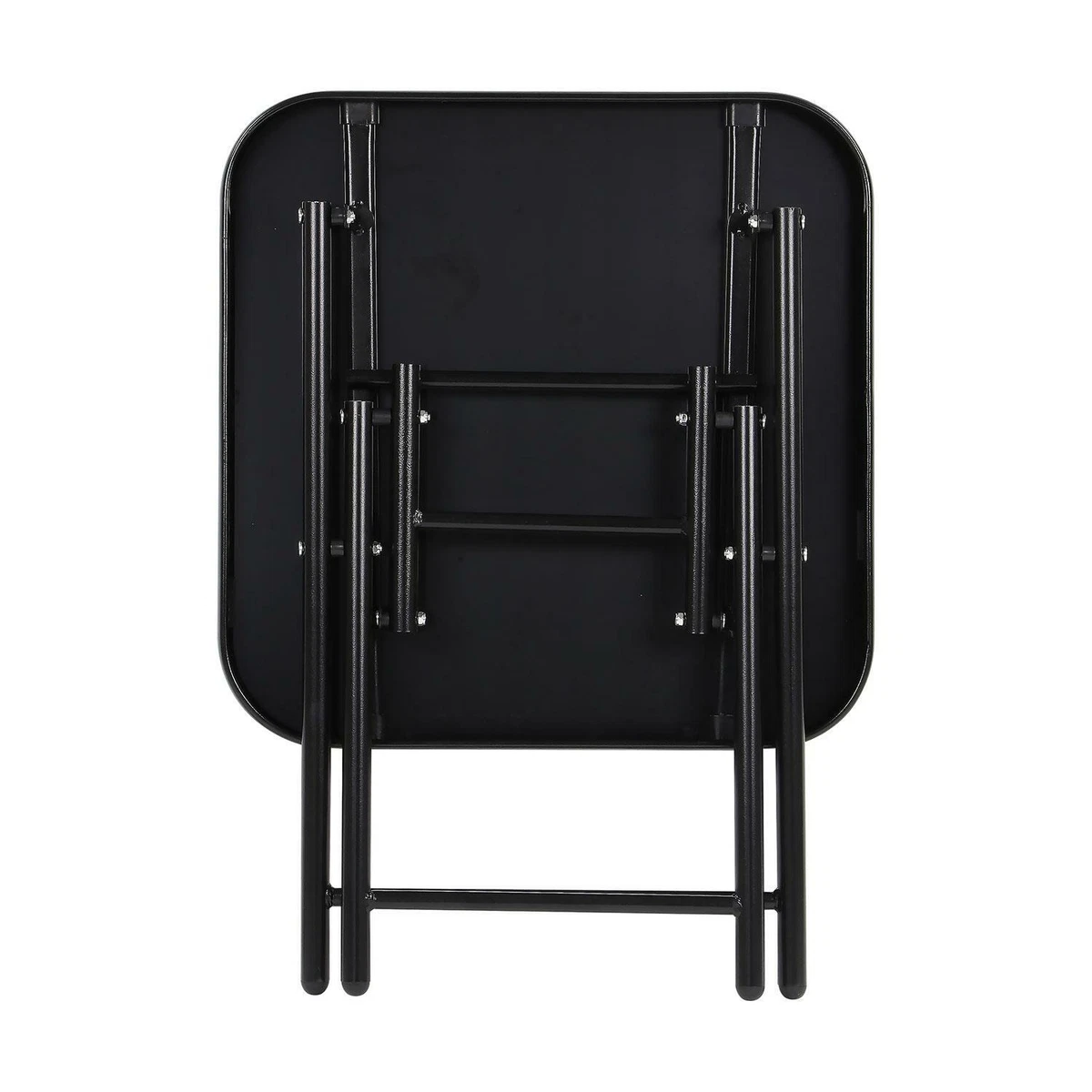 50cm Tempered Glass Top Folding Side Table - Black