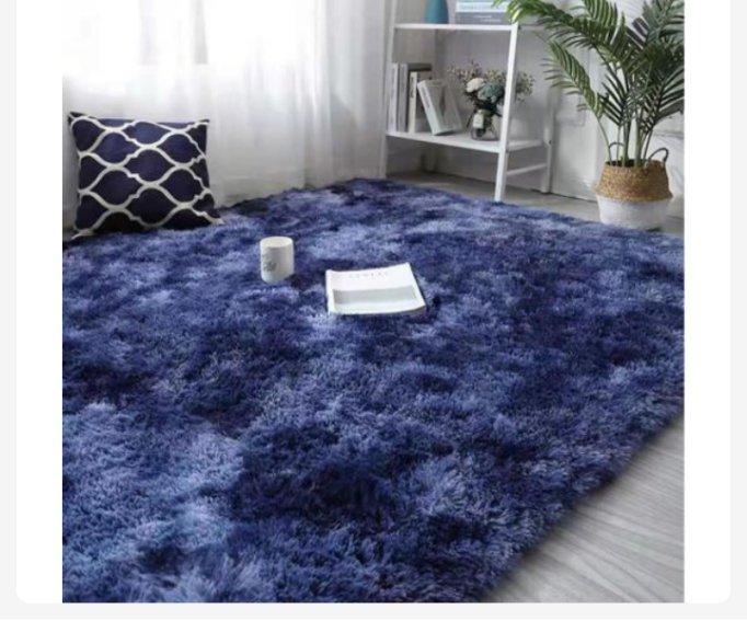 Medium Size Fluffy Carpet 1.5 x2m  -Blue Patched