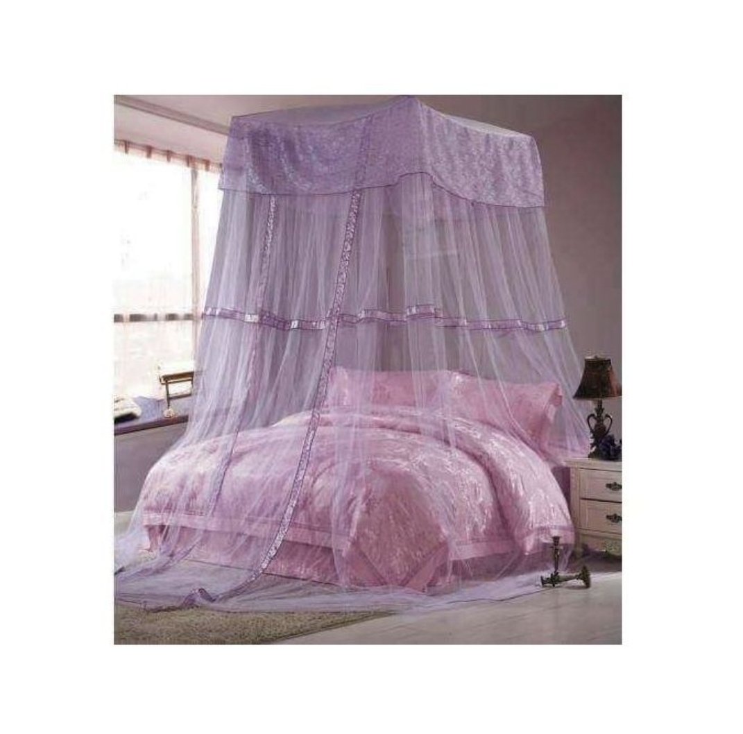 Square Top Hanging Mosquito Net - Purple
