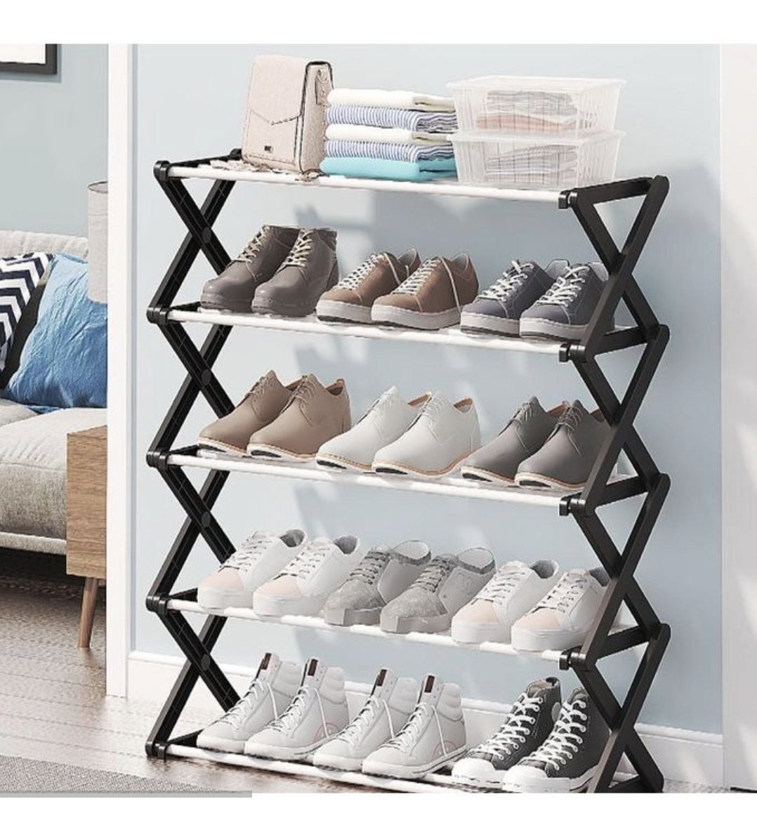 Plastic foldable shoe rack Multifunctional Free Standing Shoe Rack - Multicolor