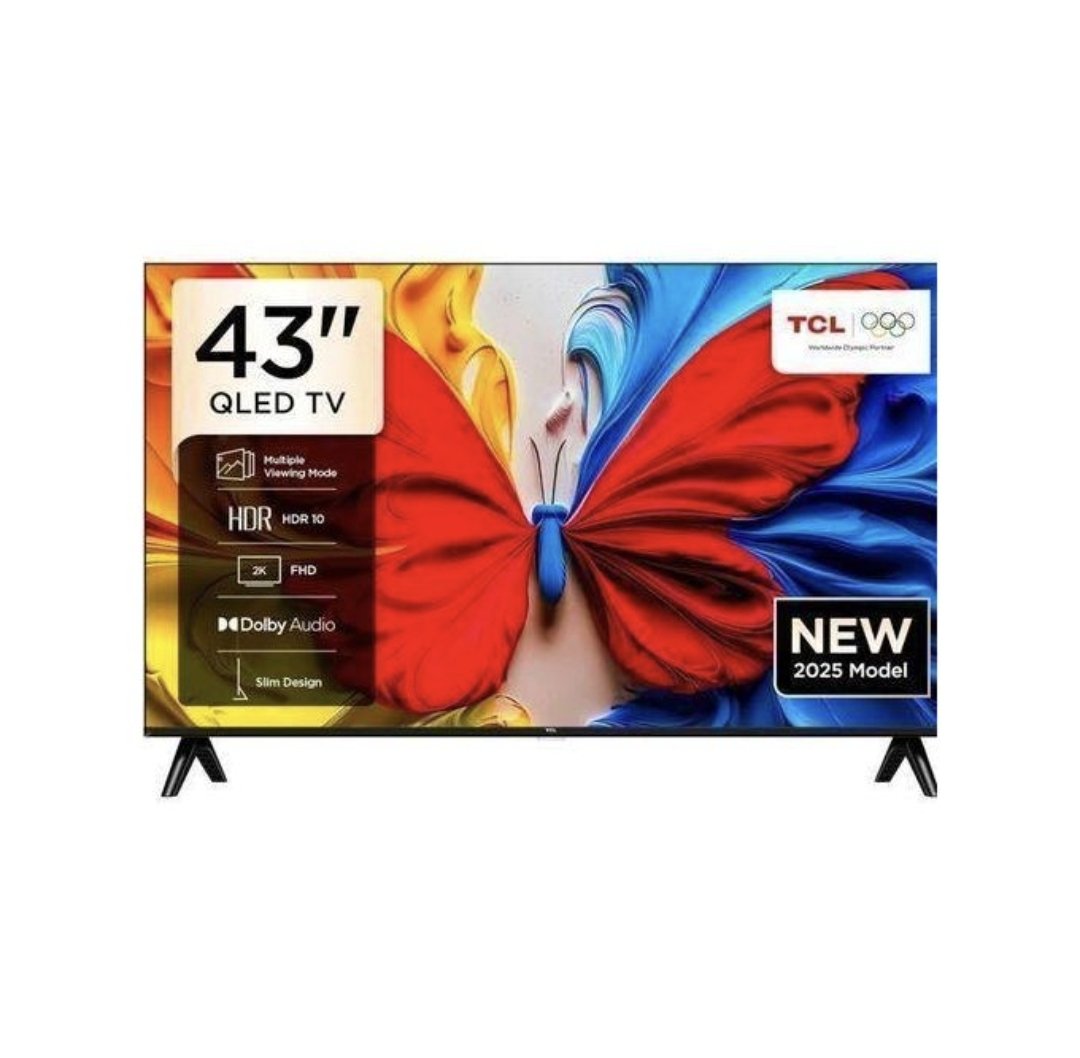 TCL 43 Inch Smart android Tv , HDR 10 Google TV ,Full HD Dolby Audio,Game Mode,Multiple Eye qled Care w ith Slim Design 2025 Model, YouTube, Netflix, Hifi, Prime Video Chromcast, Built in Free to air Decorder4k - Black