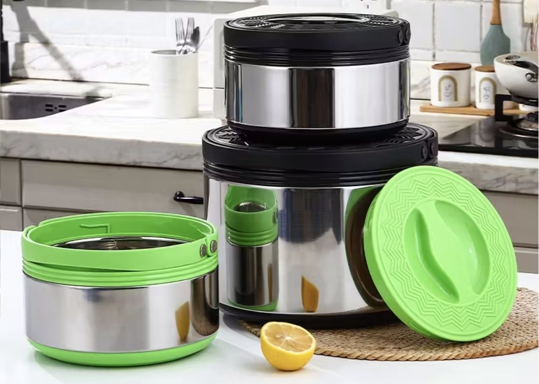 Lunch box food flask for keeping food warm it comes with 3 pieces the small,medium and big