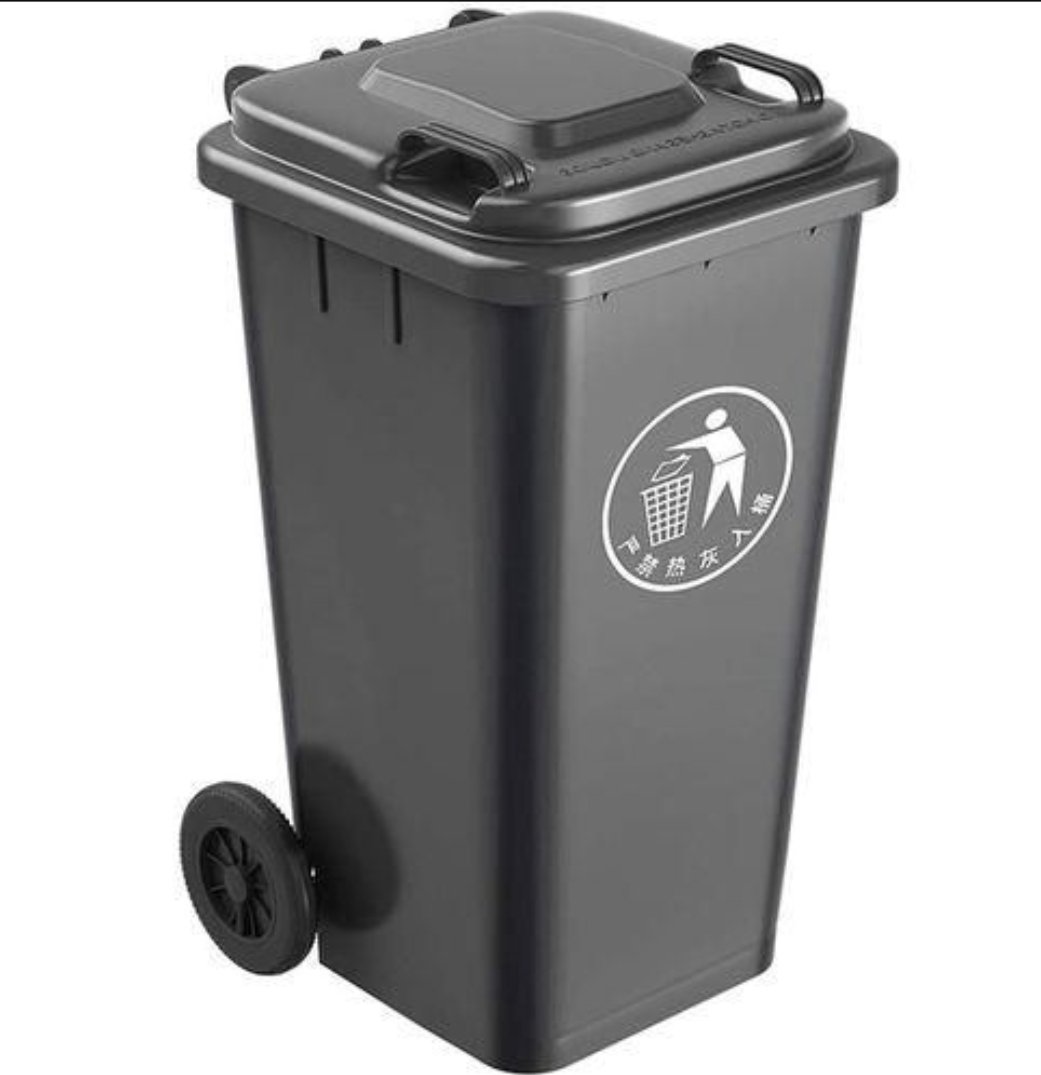 Outdoor 240L Plastic Waste Bin With Wheels Heavy Duty - Black