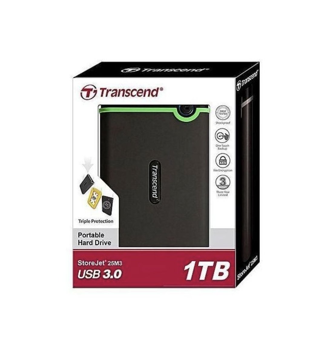 Transcend 1TB USB 3.0 External Hard Drive - Black,Green