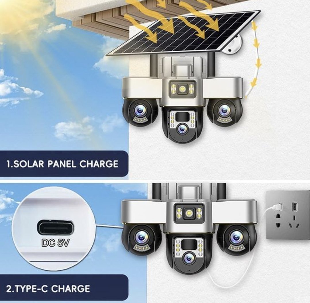 3 in 1 PTZ Solar Cameras 4G SIM Card Wireless Night Vision Smart Home Surveillance Camera 15MP Outdoor Security Protection CCTV