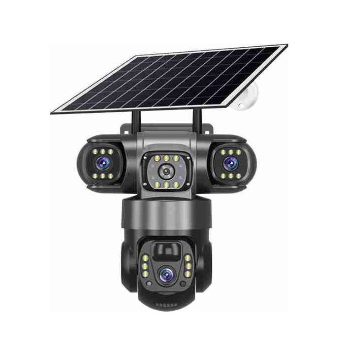 Solar Camera 4G Sim Card Outdoor 3 Lens 3 Screen PIR Human Detect Network IP Cameras Night Vision CCTV Security Protection