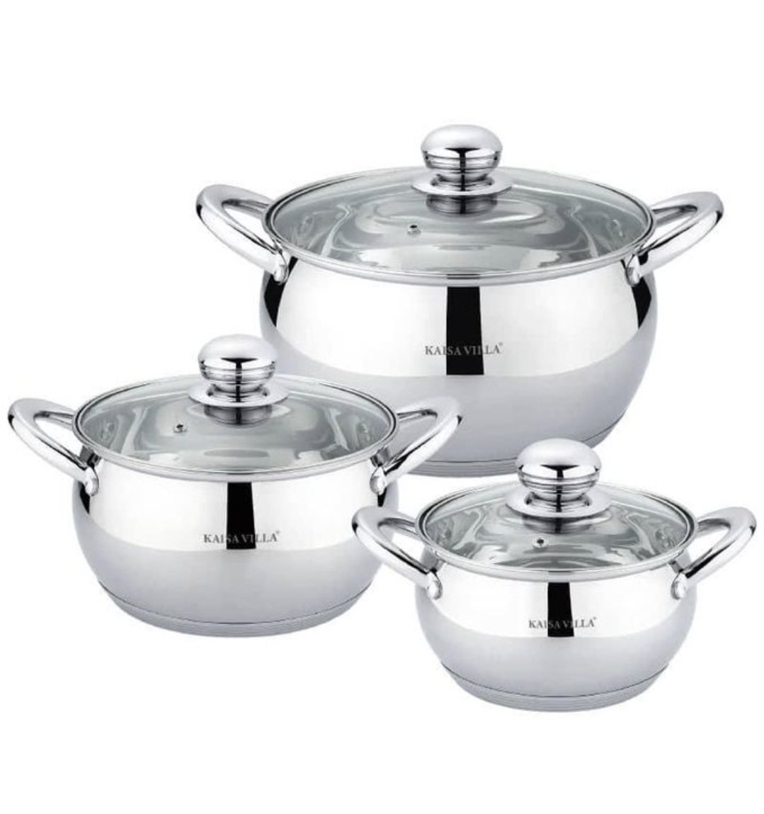 Kaisa Villa KV-6651 Stainless Steel Cookware Set Cooking Pots - Silver