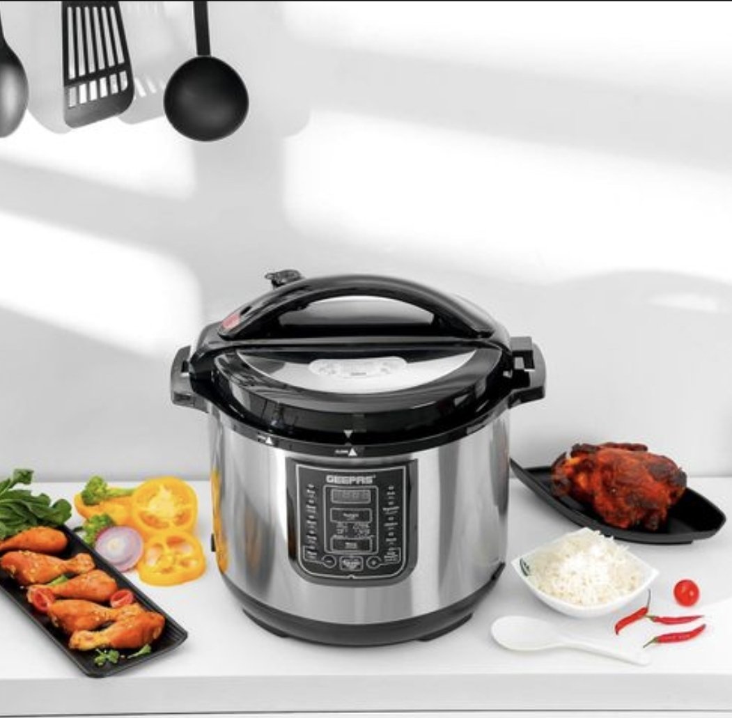 Geepass 8 Liter  Digital Electric Pressure Cooker With Steamer - Silver
