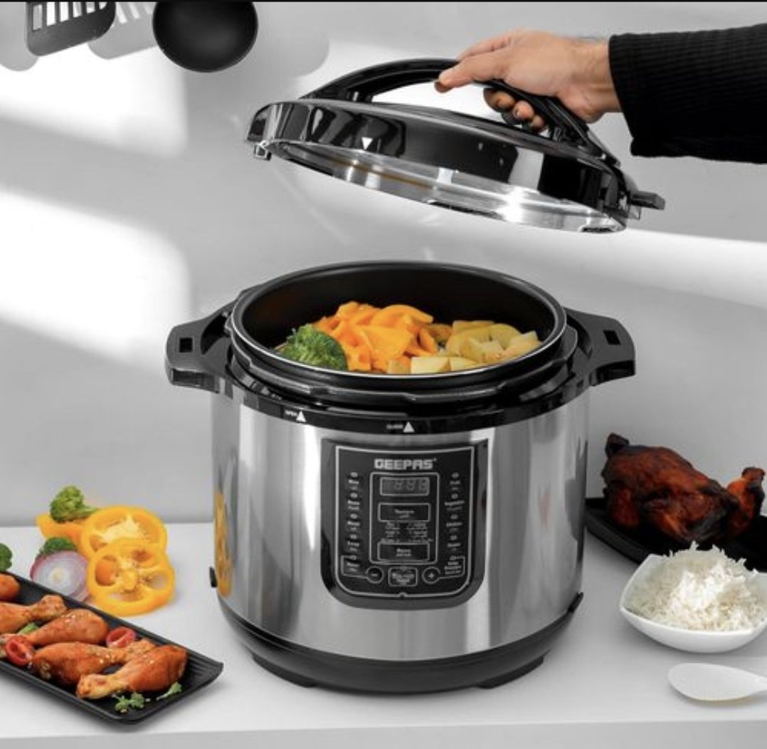 Geepass 8 Liter  Digital Electric Pressure Cooker With Steamer - Silver