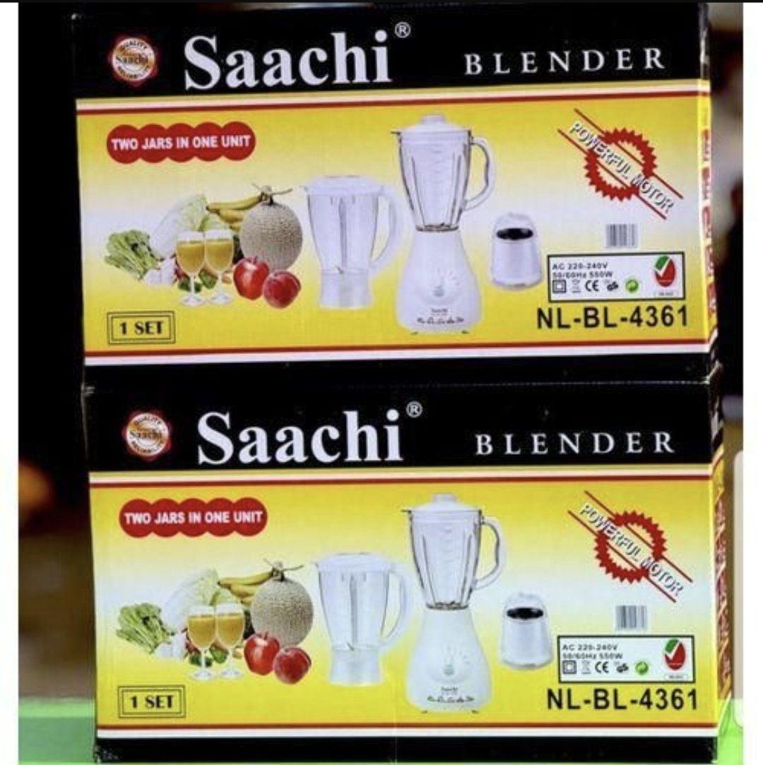 Saachi 3 In 1 Electric Blender With Plastic Jar Stainless Jar And Plastic Mill