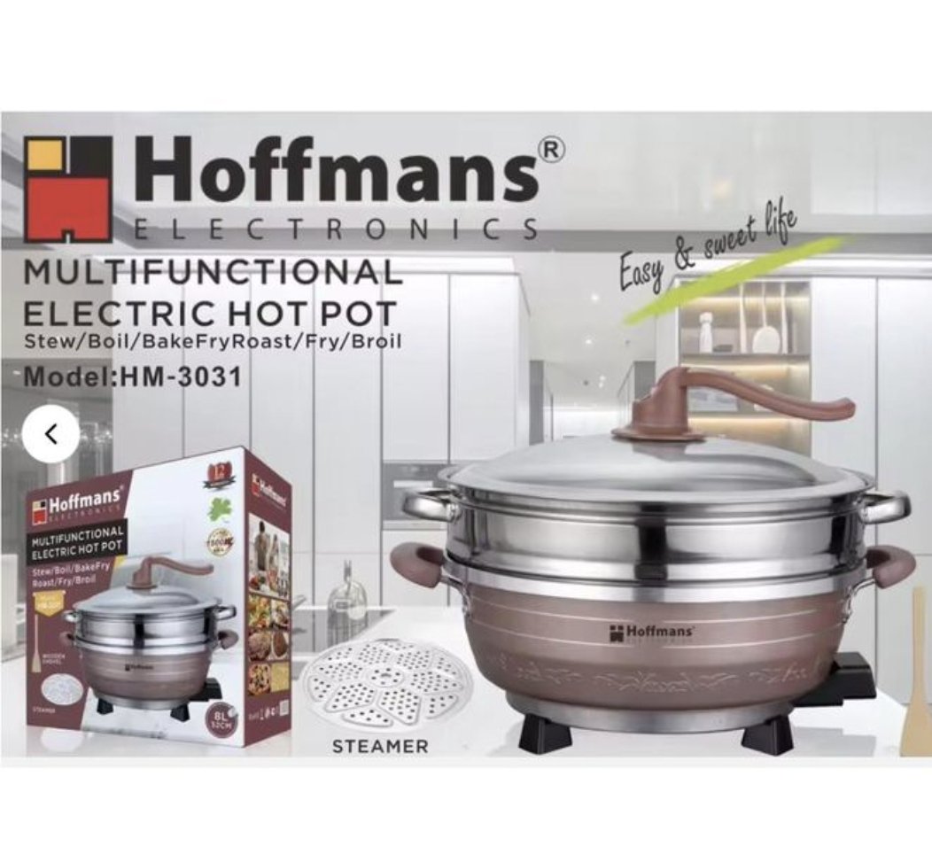 Hoffmans 8-liter Electric Hot Pot With Steamer - HM-3031