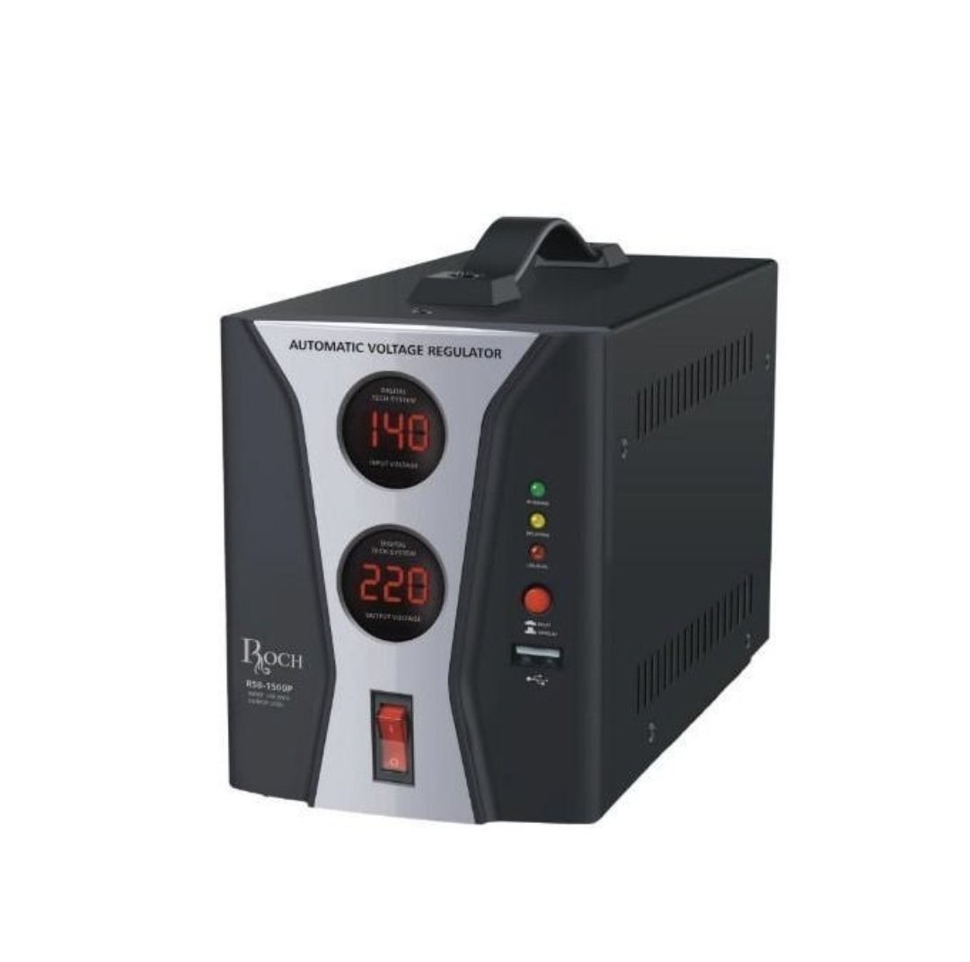 Roch RSB-1500E Automatic Voltage Regulator 1500W  With Digital Display For Voltage Monitoring.
