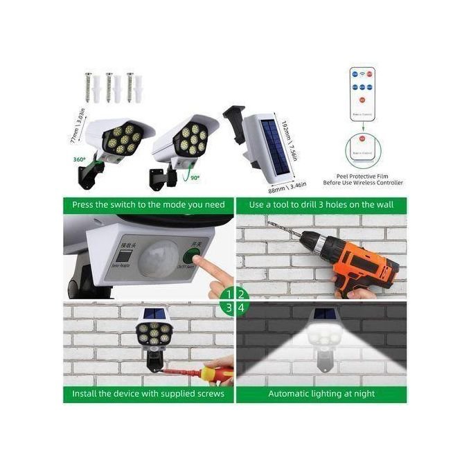Solar Camera Style Outdoor Wall Light – 3 Modes Motion Sensor