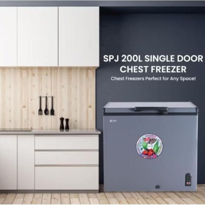 SPJ 400L Commercial Chest Freezer – Fast Freezing, Lockable Lid - Grey