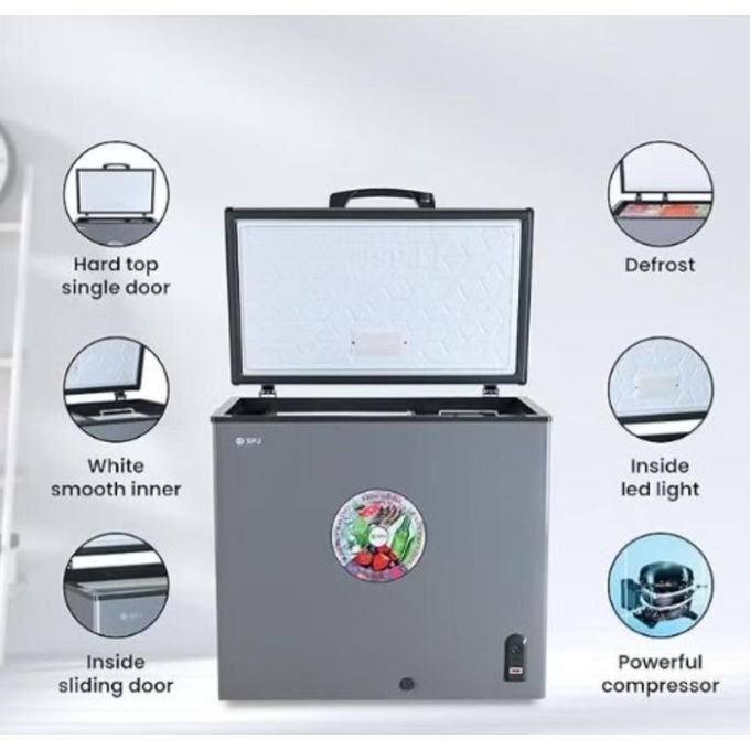 SPJ 400L Commercial Chest Freezer – Fast Freezing, Lockable Lid - Grey