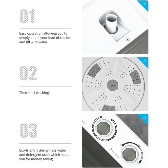 SPJ 15kg Twin Tub Washing Machine - Semi Automatic Washer & Spin Dryer - White (5 Years Warranty)