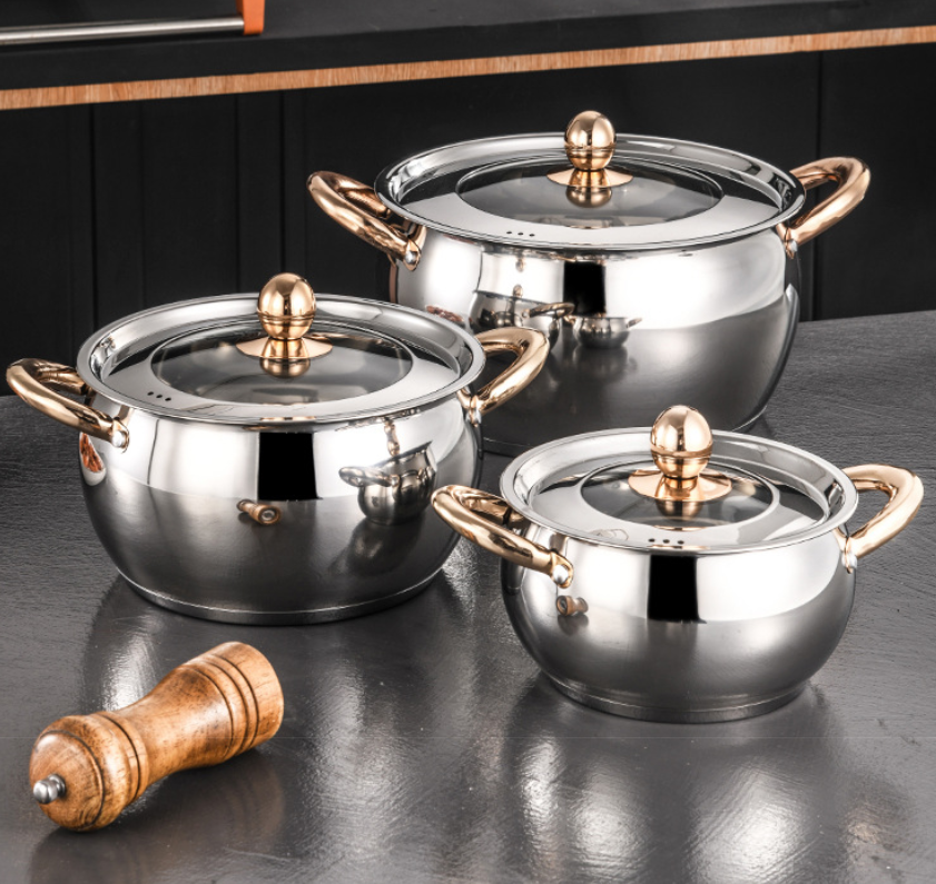 Kaisa Villa 6pcs Stainless Steel Cookware Set Cooking Pots With 5 layer buttom