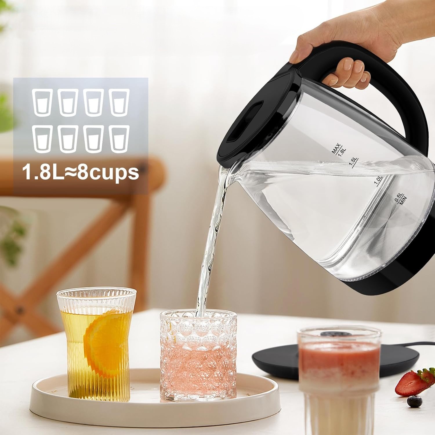 E- Bester Glass Water  Electric Kettle 1.8L -  Glass