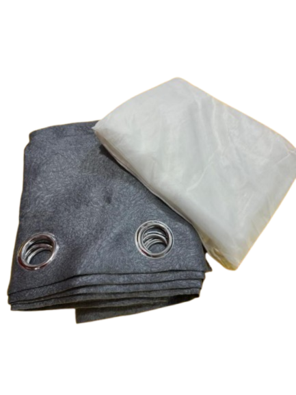 2 Pcs Curtain pieces 2 by 1.5m & 3m White Net - Grey