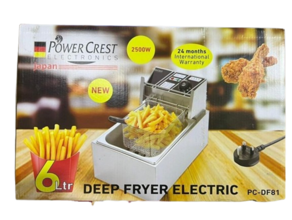 6L Power Crest Single Electric Deep Fryer - Silver