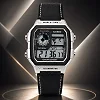 Casio AE-1200 World Time Digital Watch with Leather Strap - Black