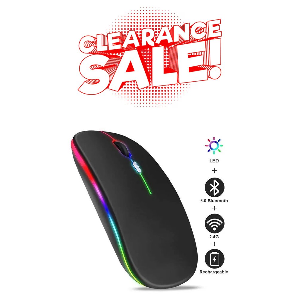 2.4G Wireless Rechargeable Mouse with Colourful Light - Multicolor