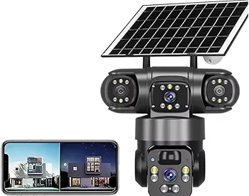 WiFi V380 -3 Lens, 9MP (WIFI ONLY, NO SIM CARD) High image resolution ptz solar powered cctv camera